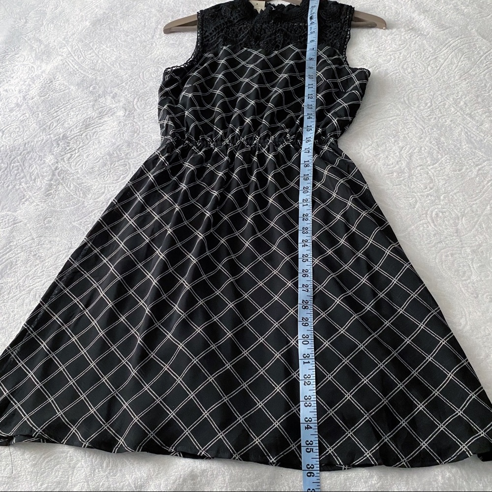 NWT Black Lace High Neck Plaid Dress vintage style LBD - Picture 2 of 10